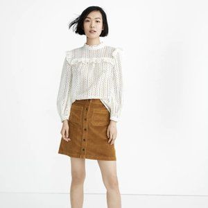 Madewell Eyelet Mockneck Ruffle Top